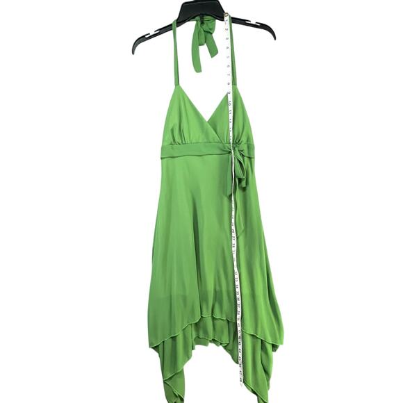 Trixxi Y2K Halter Dress Size XS Green Asymmetrical Hem Forest Fairy Whimsical - Picture 10 of 14